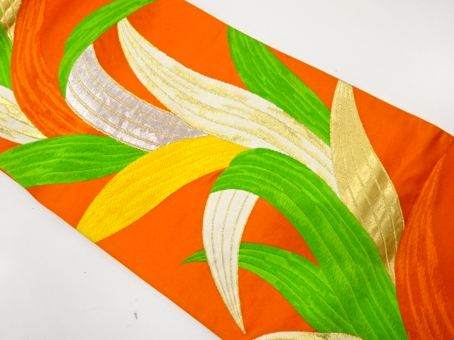 JAPANESE KIMONO / ANTIQUE FUKURO OBI / SILK / WOVEN PLANTS